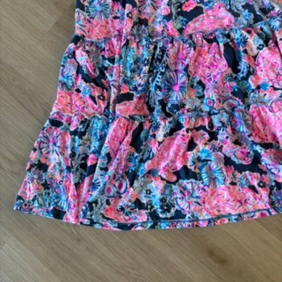 Lilly Pulitzer High Tide Navy Pink Turtle Tiered Swing Dress Womens Size XL - Picture 3 of 8